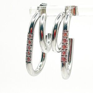 NWOT Beautiful white gold plated stainless steel earrings, pink gift package.